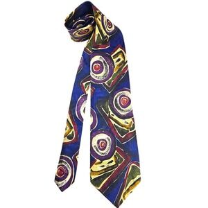 VTG Christian‎ Dior Monsieur Silk Necktie Blue Purple Abstract Geometric Print